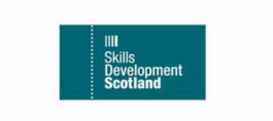 The text: Skills Development Scotland against a turquoise background