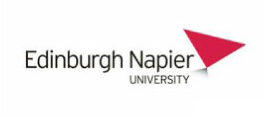 The words Edinburgh Napier University followed by a red triangle for the logo