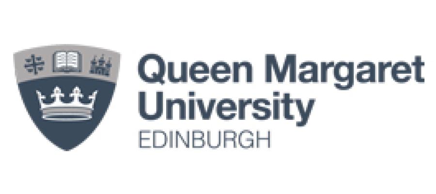 A shield with a crown inside it next to the text: Queen Margaret University Edinburgh